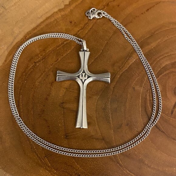 RETIRED Serenity Cross Necklace, Sterling Silver - Picture 1 of 3